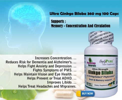 Ginkgo Biloba Supplement for Memory Loss Mental Focus